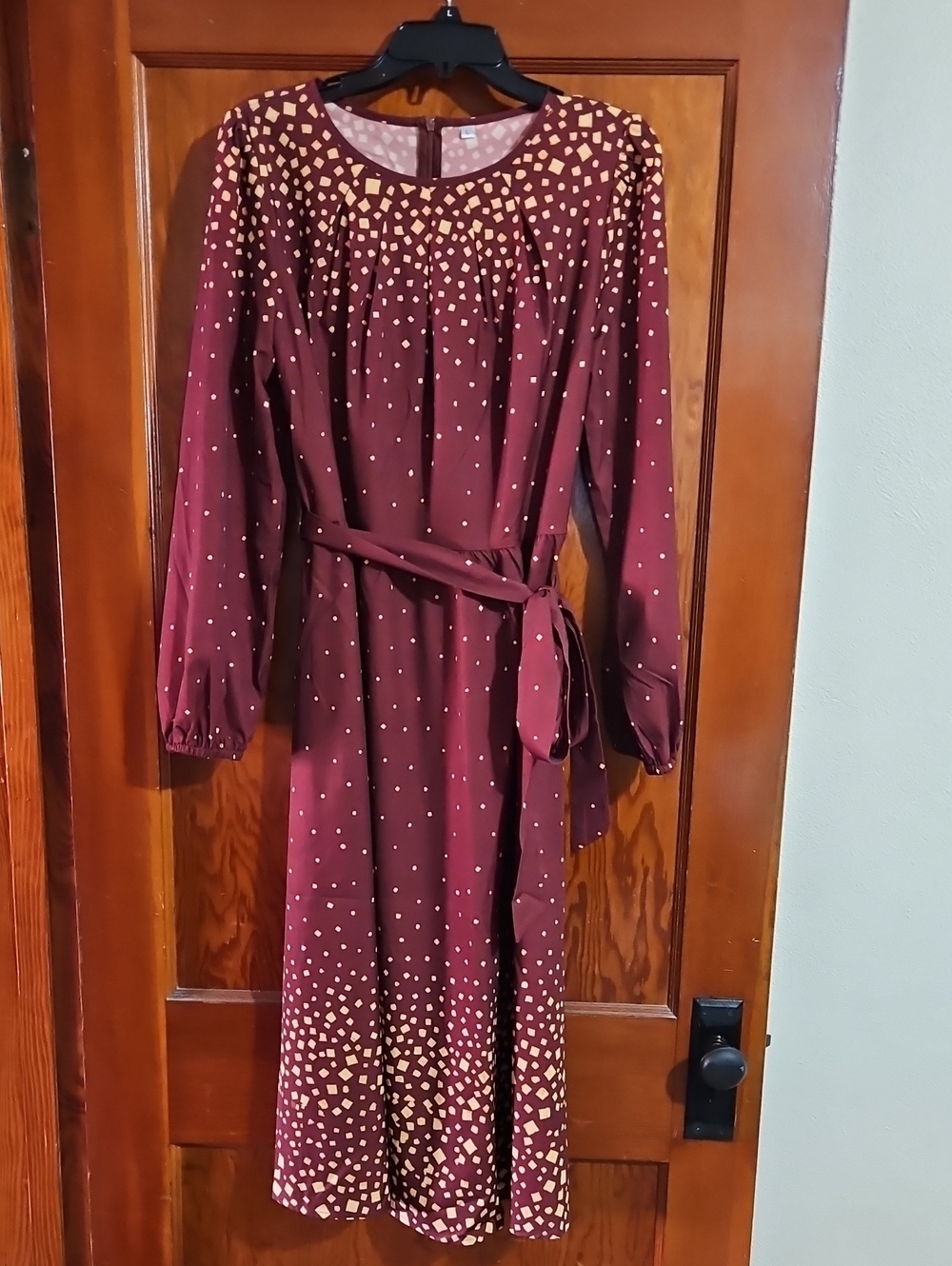 Modlily Deep Red Ombre Belted Long Sleeve Maxi Dress Size L EUC Barely Worn